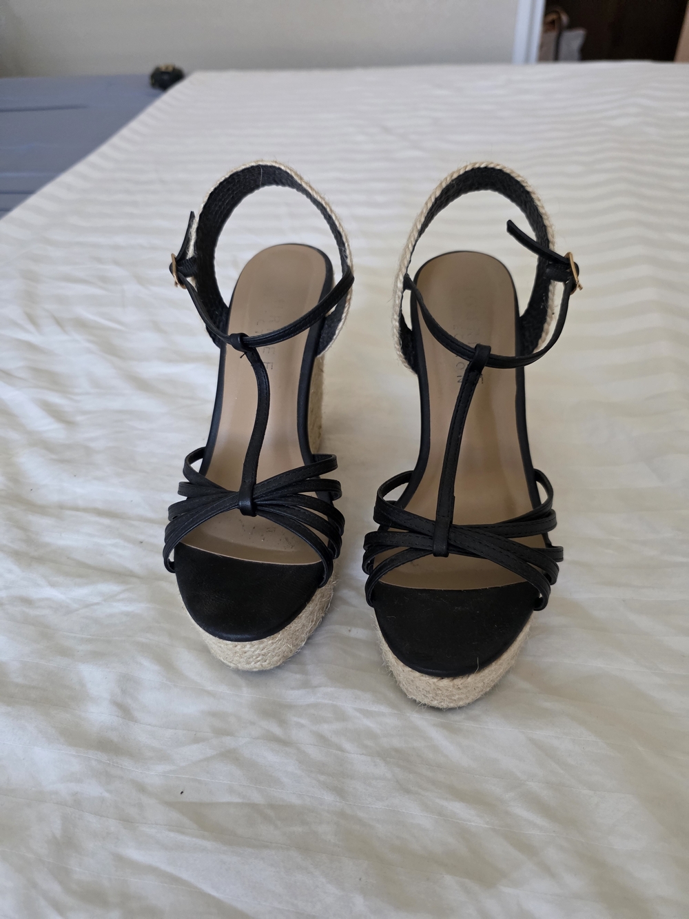 Journee Collection Black Espadrille Wedge Sandals